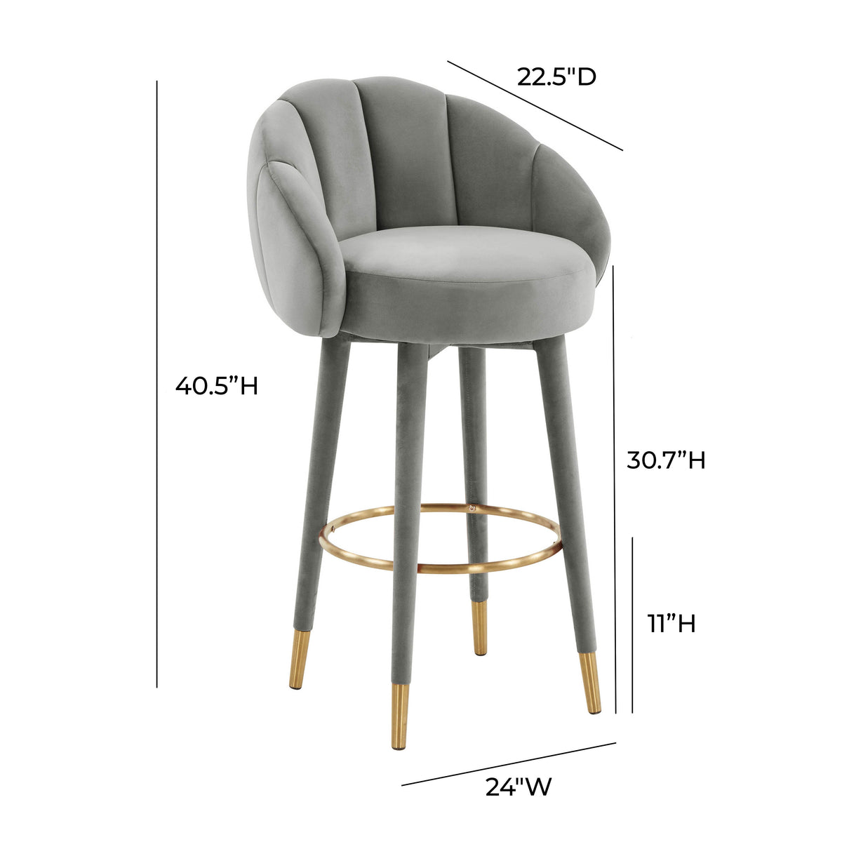 Myla Performance Velvet Swivel Stool - View 32