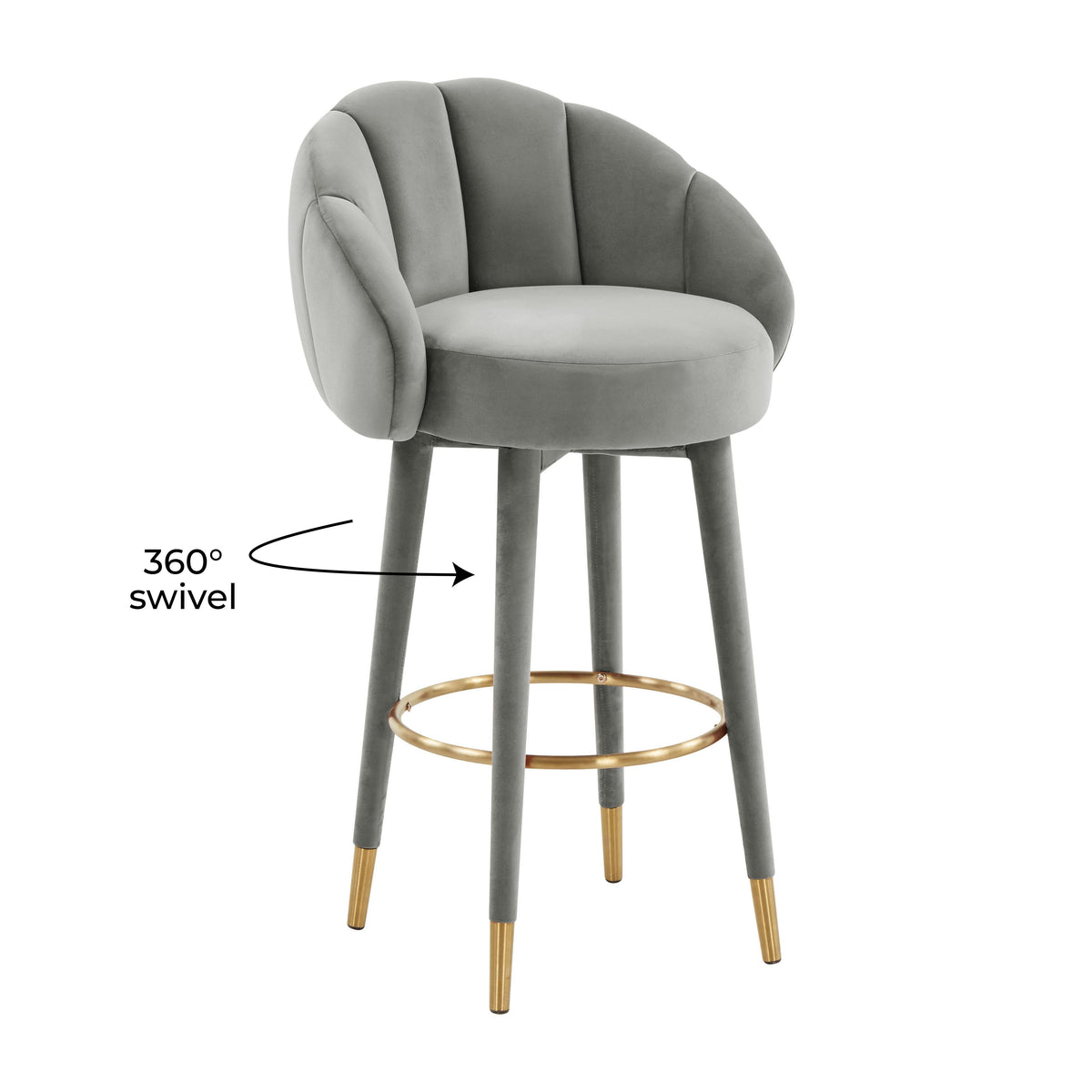 Myla Performance Velvet Swivel Stool - View 31