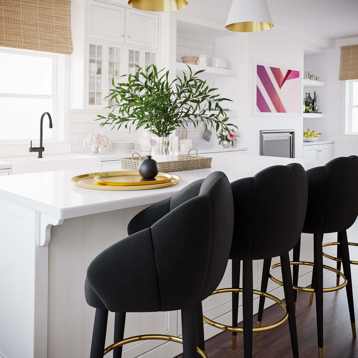 Myla Performance Velvet Swivel Stool - View 35