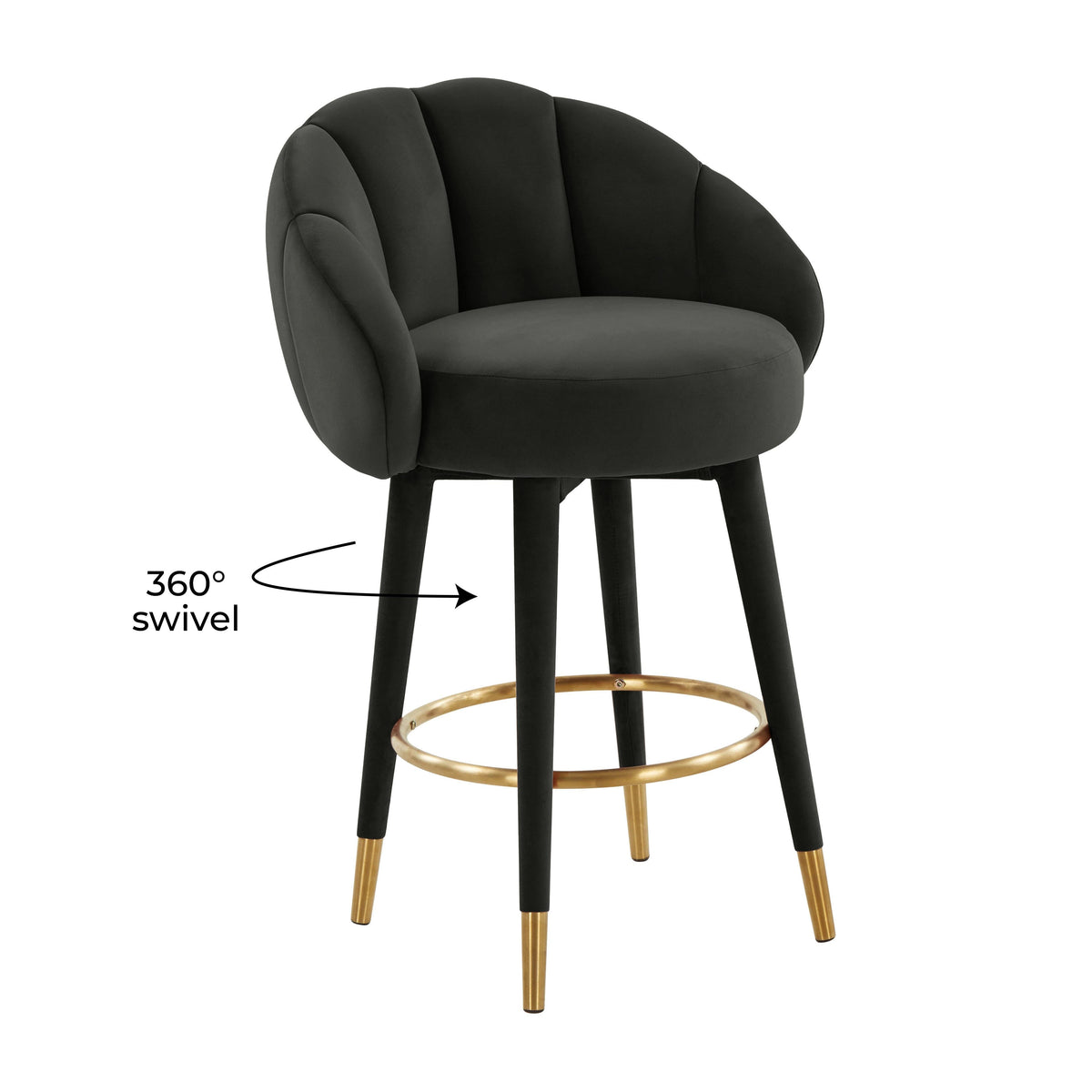 Myla Performance Velvet Swivel Stool - View 40