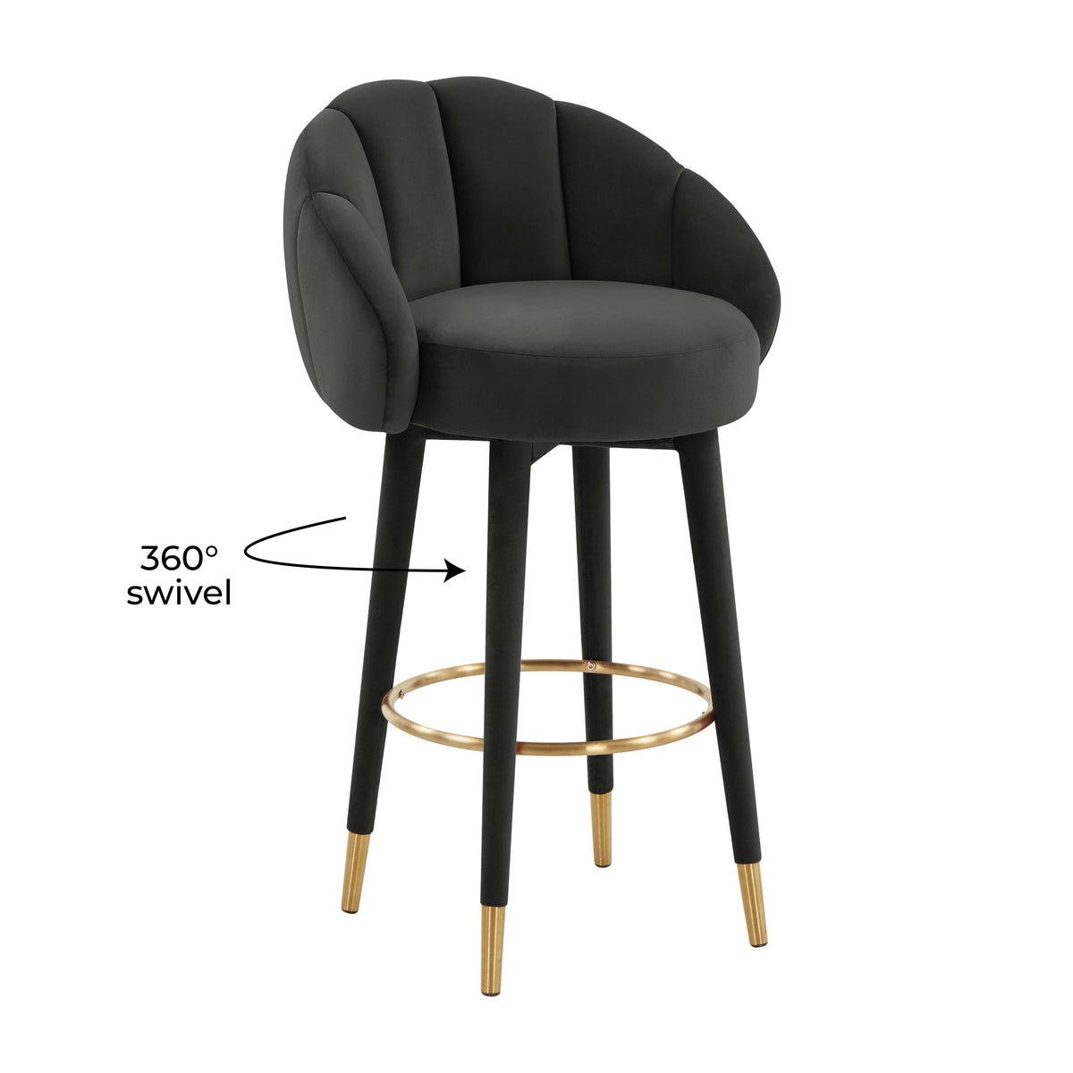 Myla Performance Velvet Swivel Stool - View 48