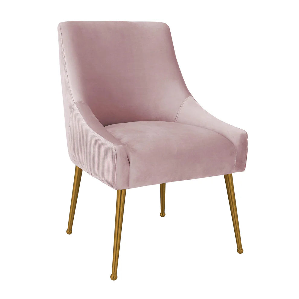 Beatrix Pleated Grey Velvet Side Chair