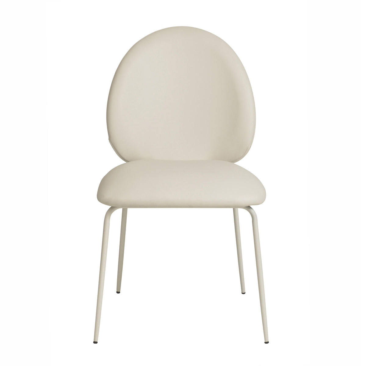 Front facing view of both Lauren vegan leather dining chairs