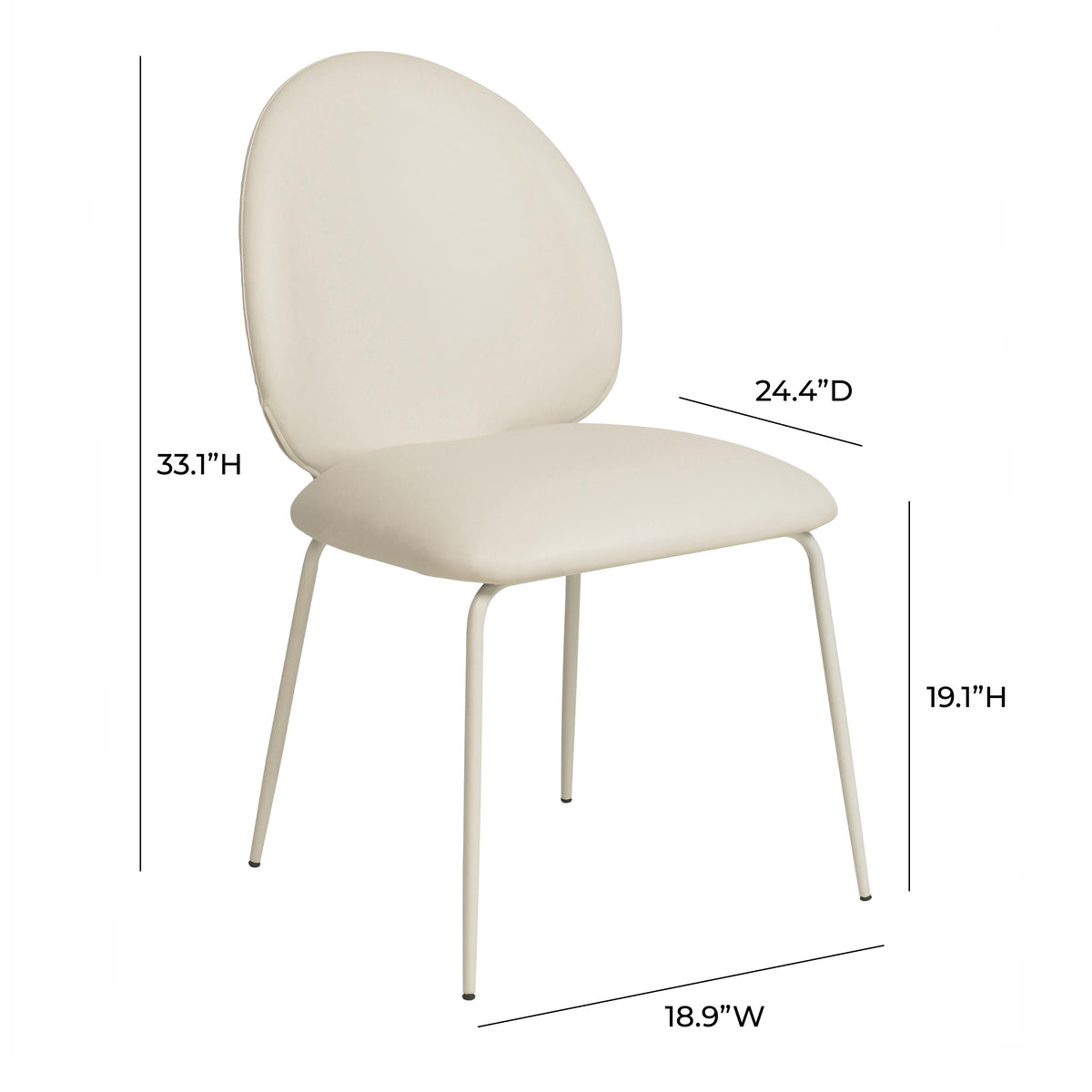 Profile view of Lauren performance vegan leather kitchen chair backrest