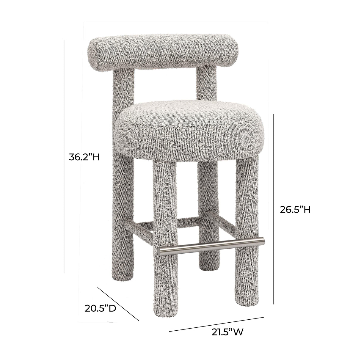 Carmel Black & White Performance Boucle Counter Stool