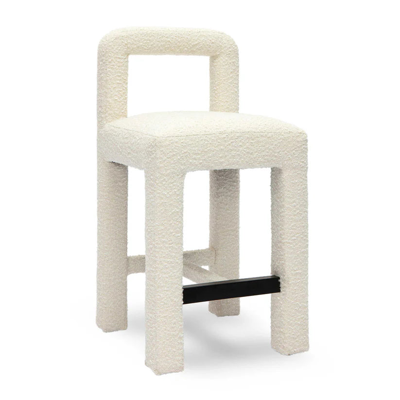 Hazel Black Boucle Counter Stool