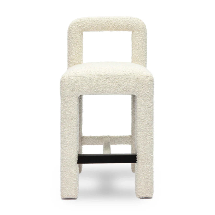 Hazel Black Boucle Counter Stool