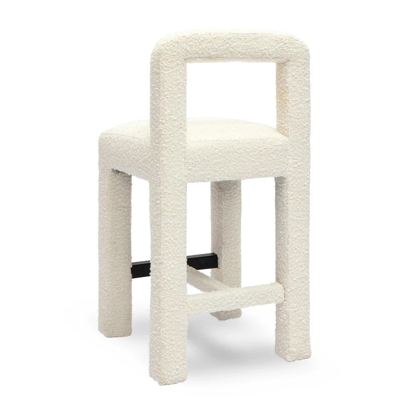 Hazel Black Boucle Counter Stool