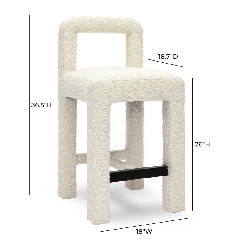 Hazel Black Boucle Counter Stool