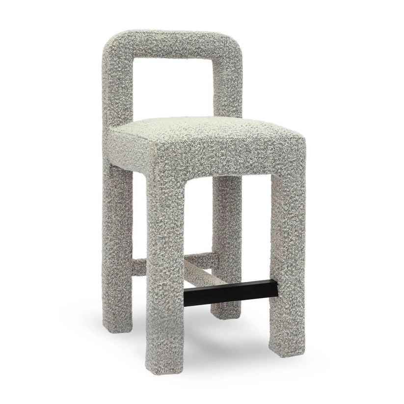 Hazel Black Boucle Counter Stool