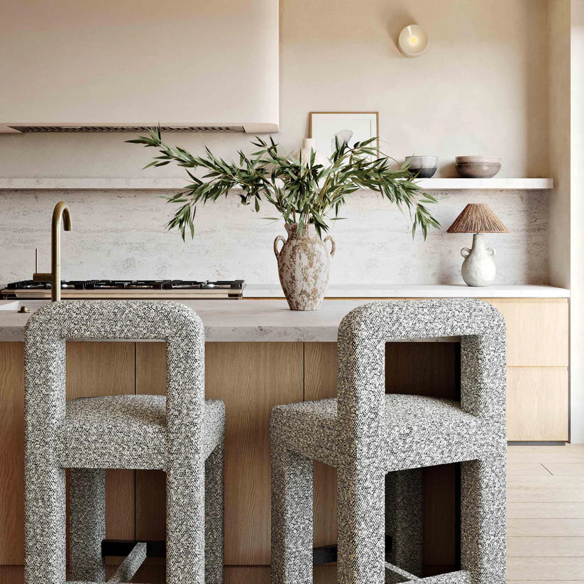 Hazel Black Boucle Counter Stool