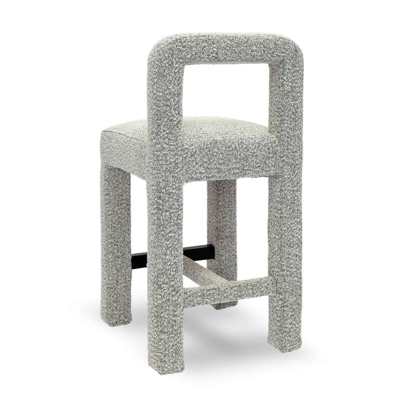Hazel Black Boucle Counter Stool