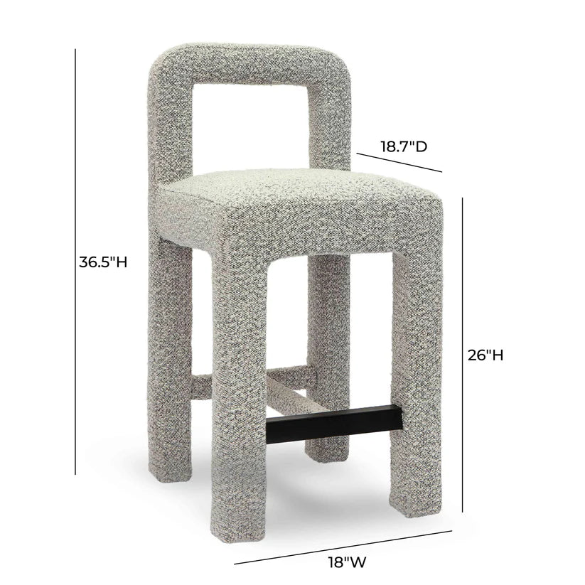 Hazel Black Boucle Counter Stool