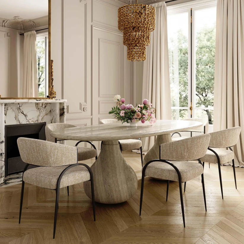 Tatum Taupe Textured Performance Boucle Dining Chair