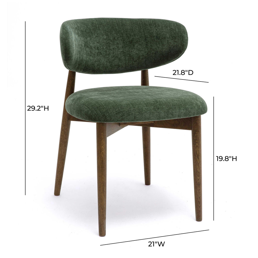 Zinea Forest Green Performance Textured Velvet Dining Chair dimensions