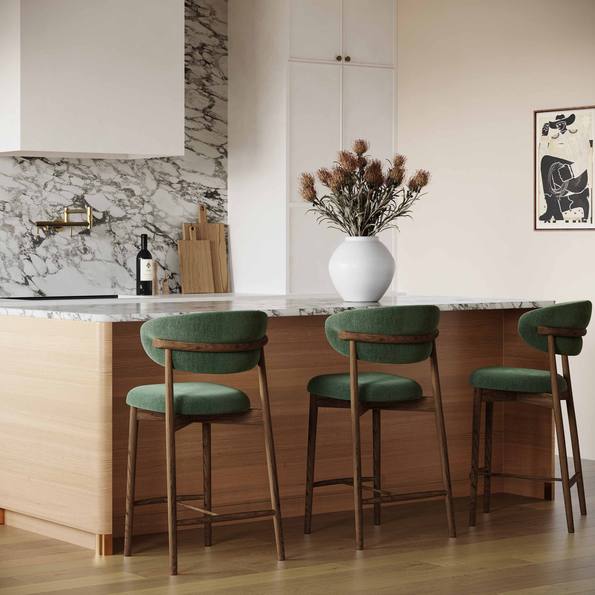 Zinea Performance Textured Velvet Counter Stool