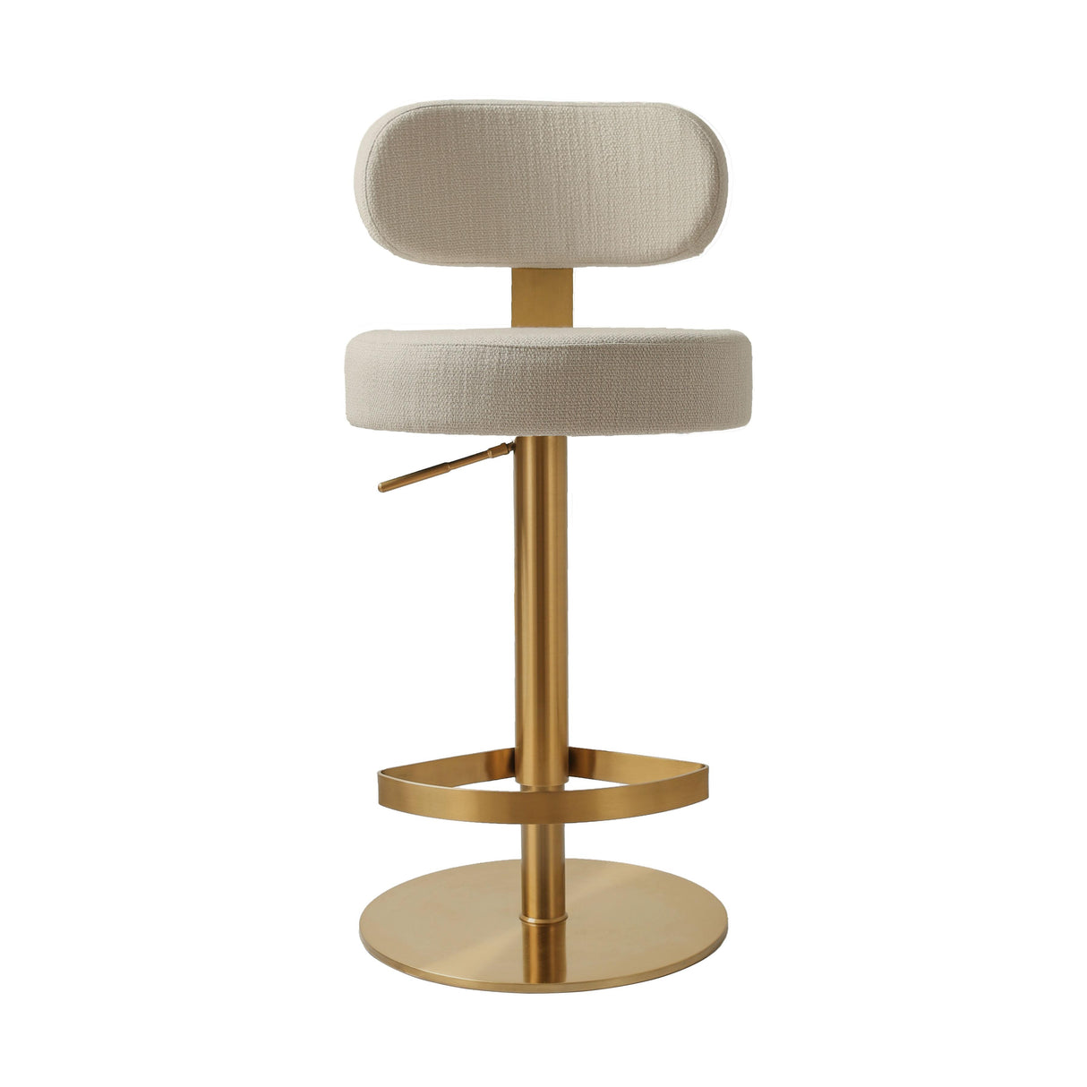Primrose Cream Textured Performance Fabric Adjustable Stool