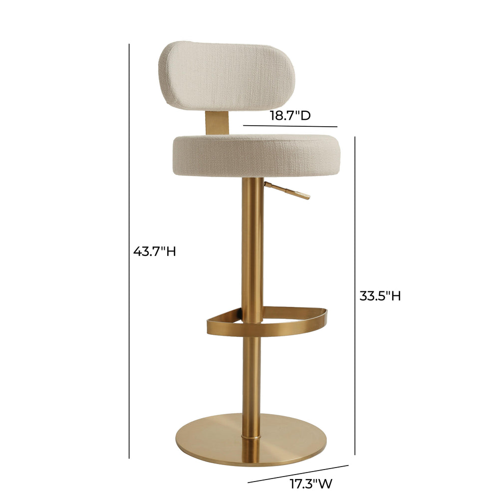 Primrose Cream Textured Performance Fabric Adjustable Stool dimensions