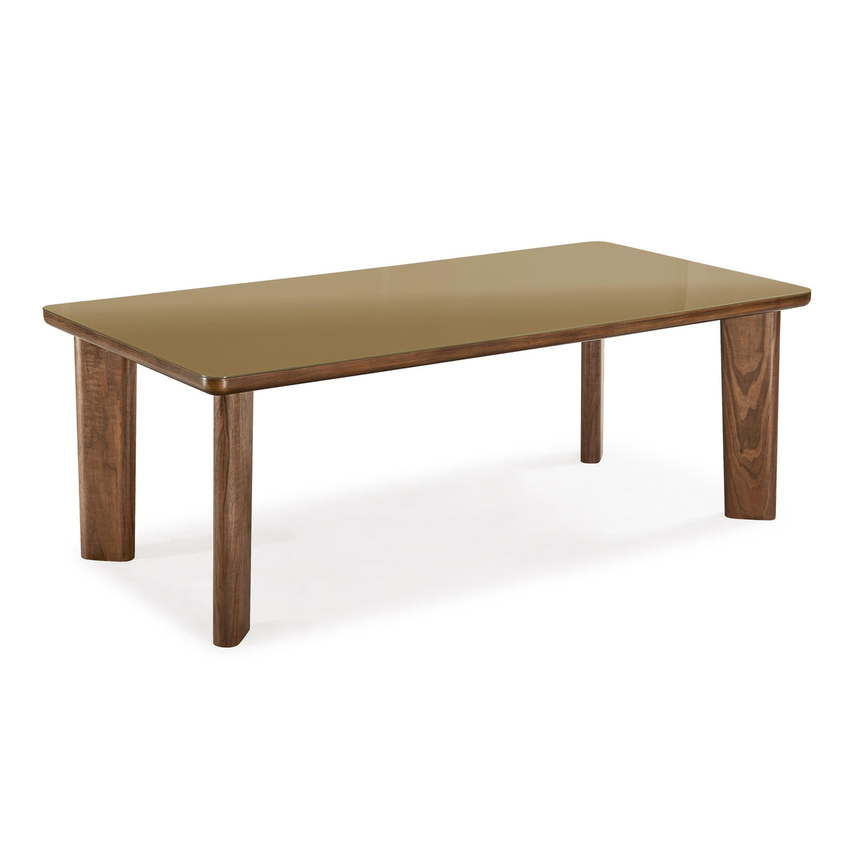 Oani 83" Walnut and Glass Rectangular Dining Table