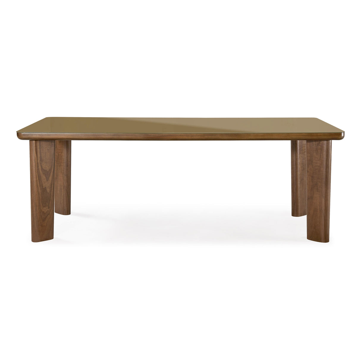 Oani 83" Walnut and Glass Rectangular Dining Table