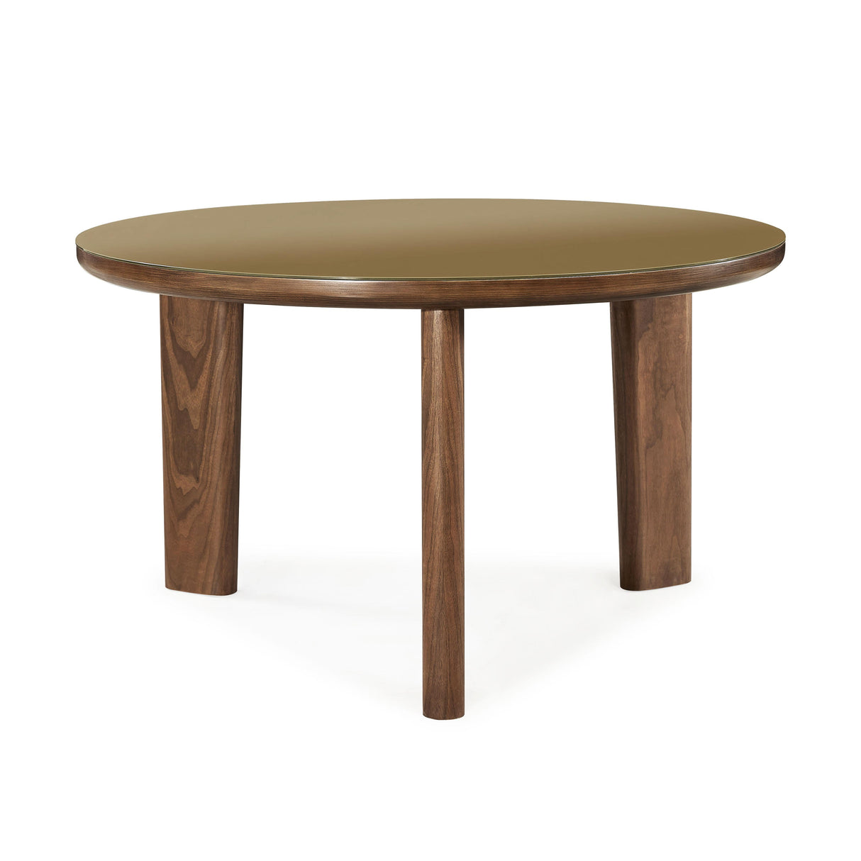 Oani 51" Walnut and Glass Round Dining Table