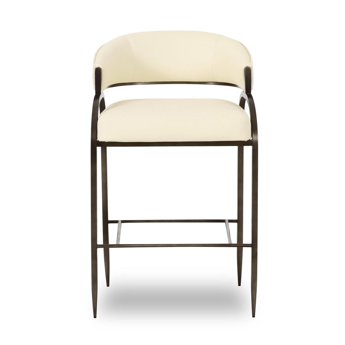Tatum Cream 2-Tone Performance Vegan Leather and Jacquard Counter Stool - View 3