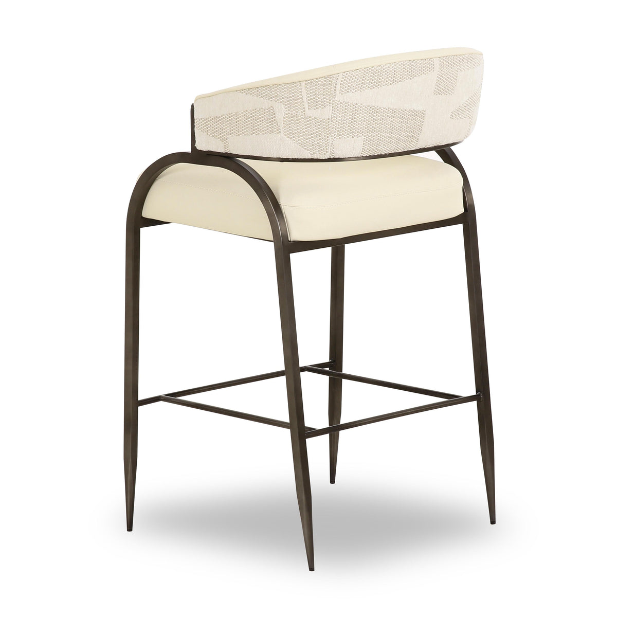 Tatum Cream 2-Tone Performance Vegan Leather and Jacquard Counter Stool - View 4