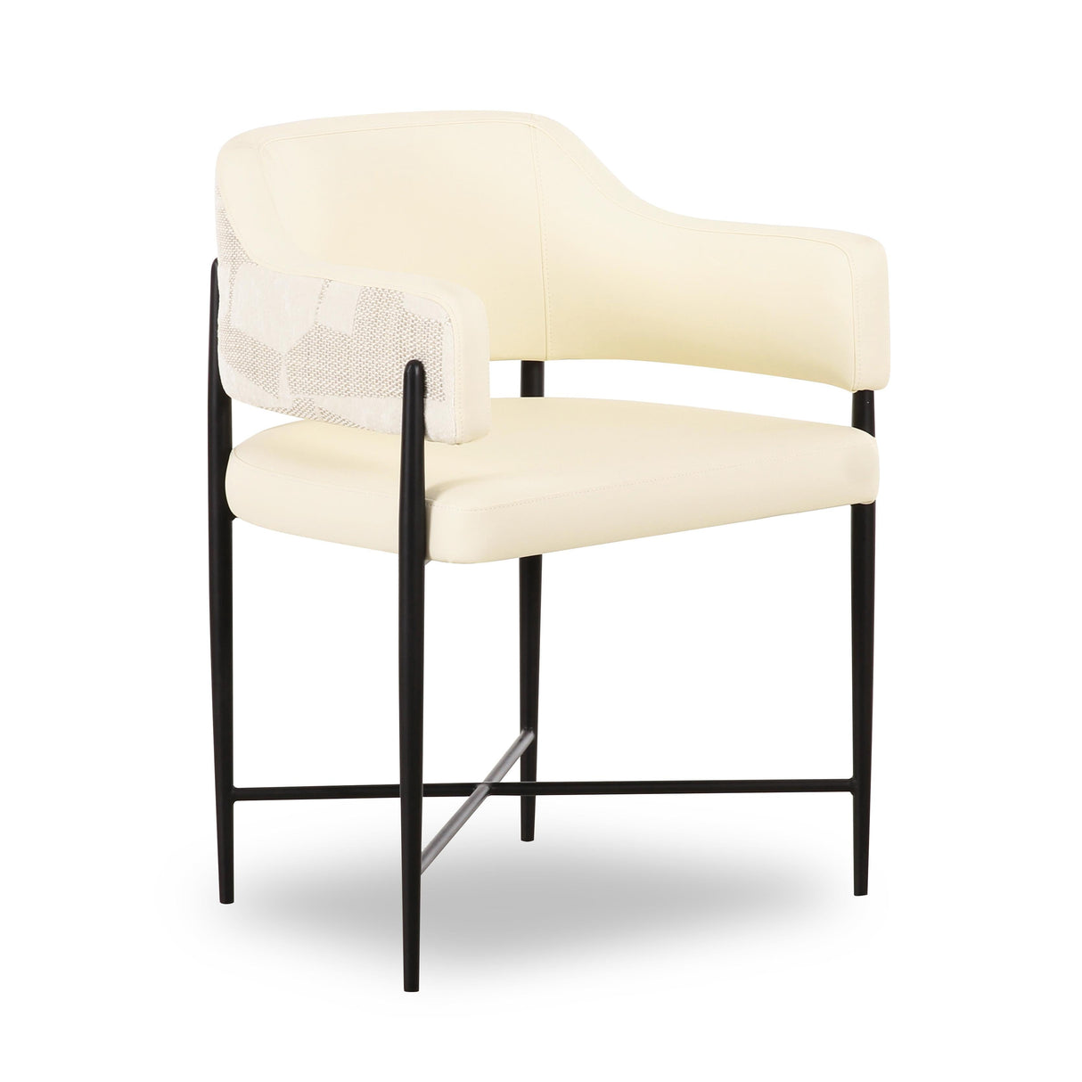 Sezanne Cream Vegan Leather and 2-Tone Jacquard Dining Chair