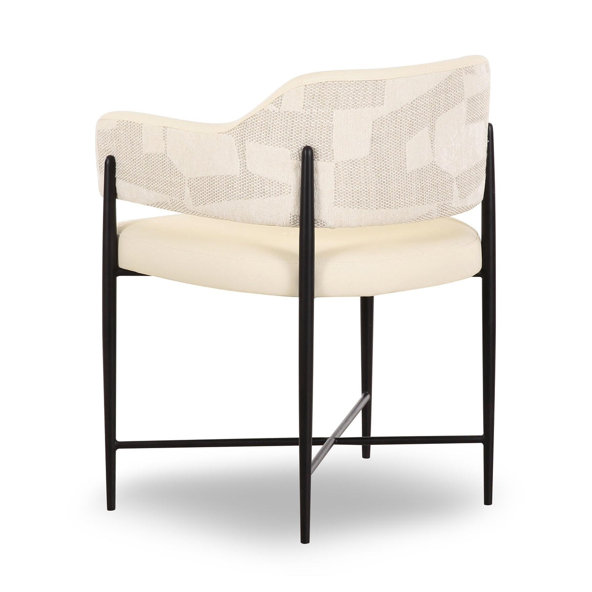 Sezanne Cream Vegan Leather and 2-Tone Jacquard Dining Chair
