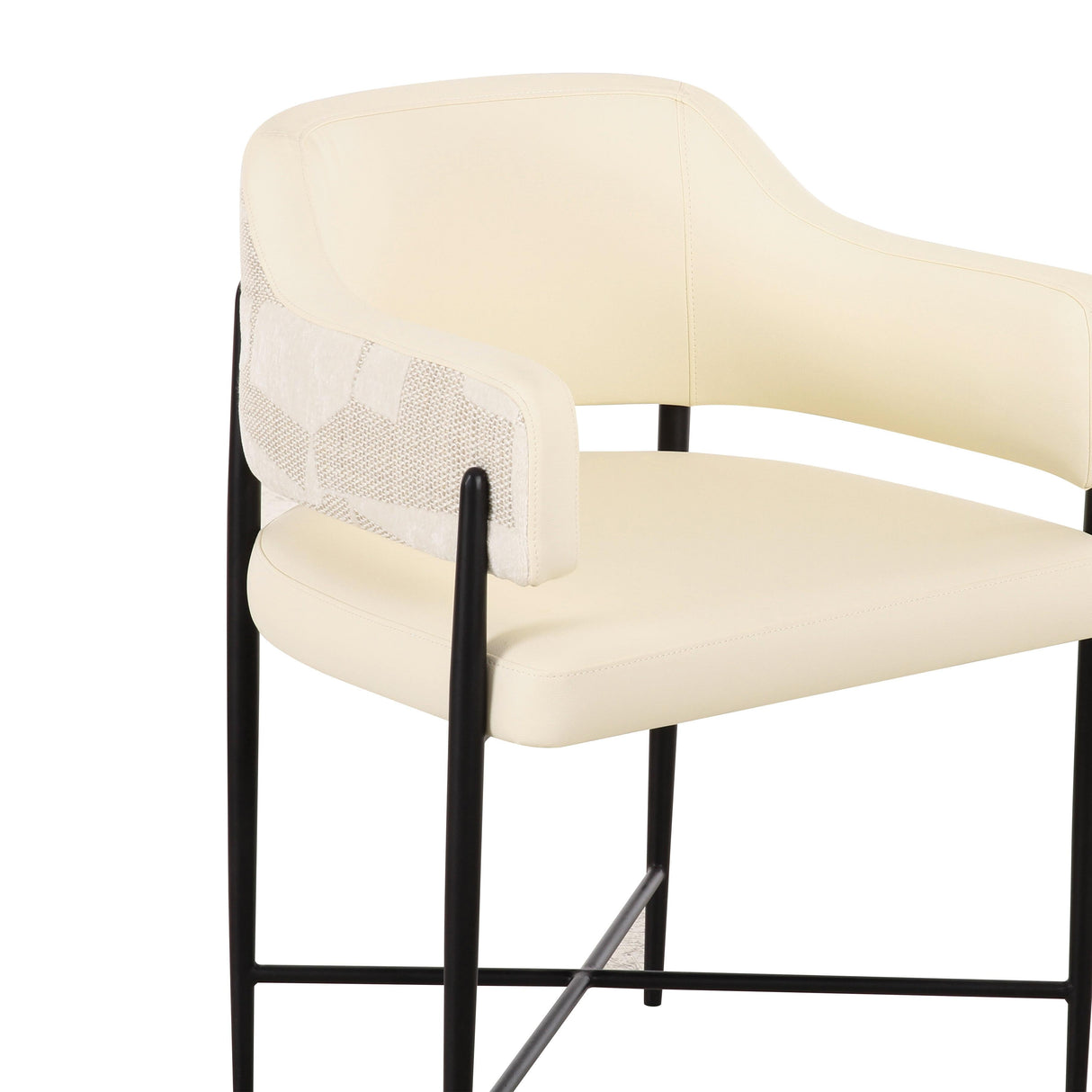 Sezanne Cream Vegan Leather and 2-Tone Jacquard Dining Chair