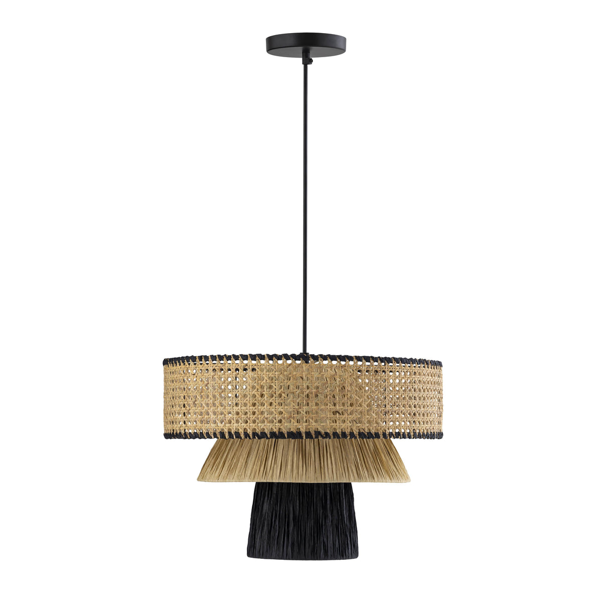 Rylie Natural & Black Raffia Pendant Lamp