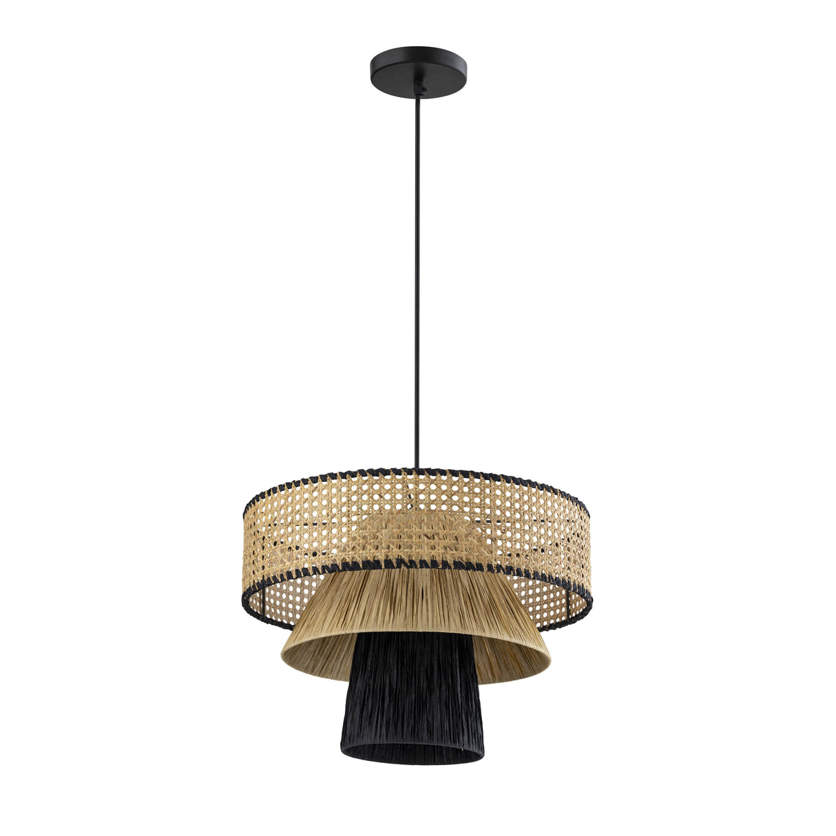 Rylie Natural & Black Raffia Pendant Lamp