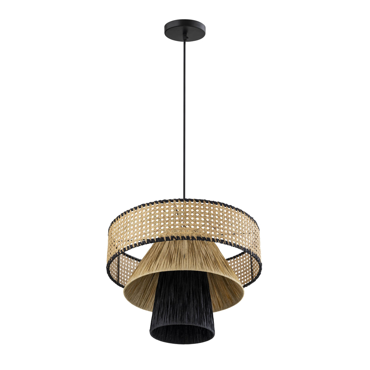 Rylie Natural & Black Raffia Pendant Lamp