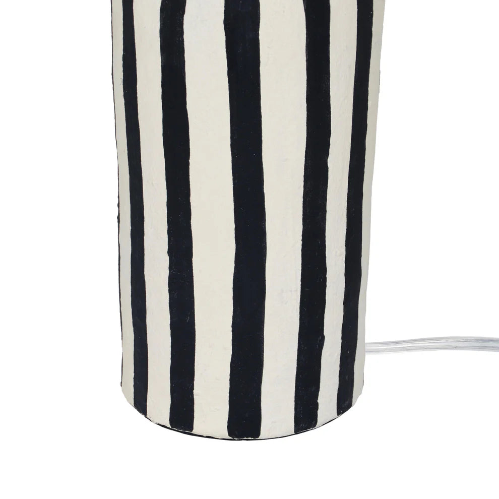 Maiori Black Striped Papier Mache Table Lamp