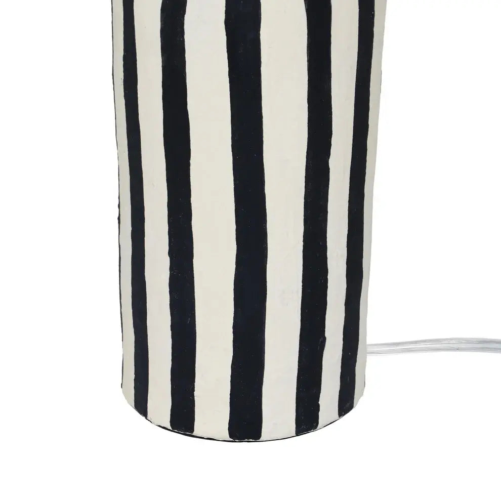 Maiori Black Striped Papier Mache Table Lamp