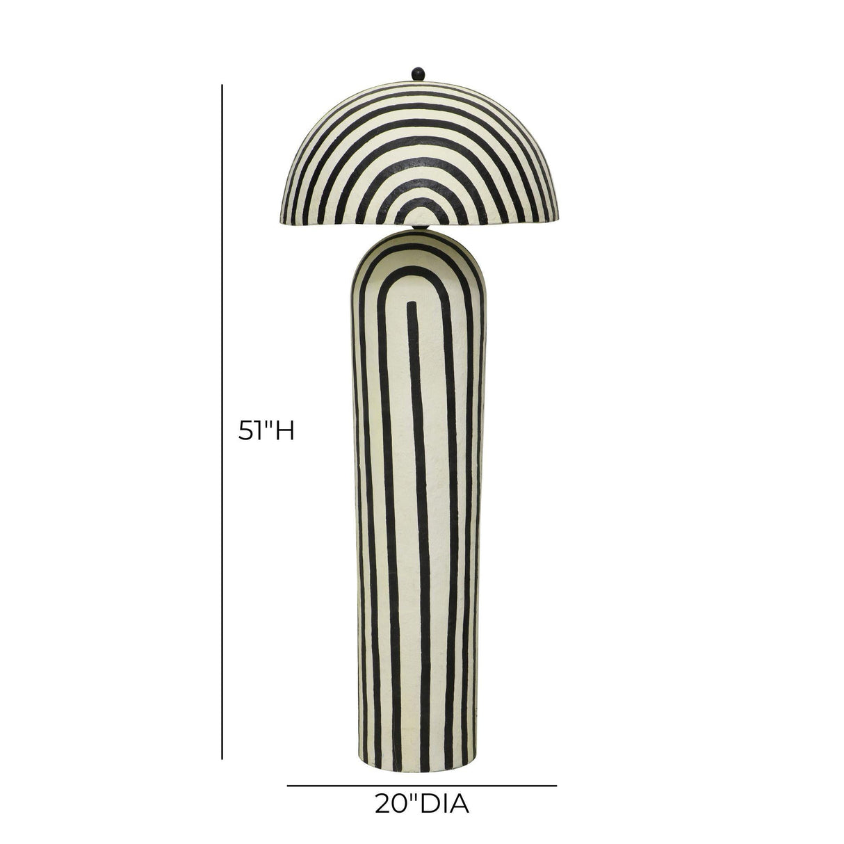 Maiori Black Striped Papier Mache Floor Lamp