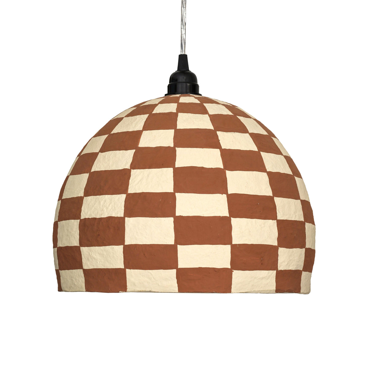 Taurus White and Terracotta Cotton Mache Pendant Lamp - View 4