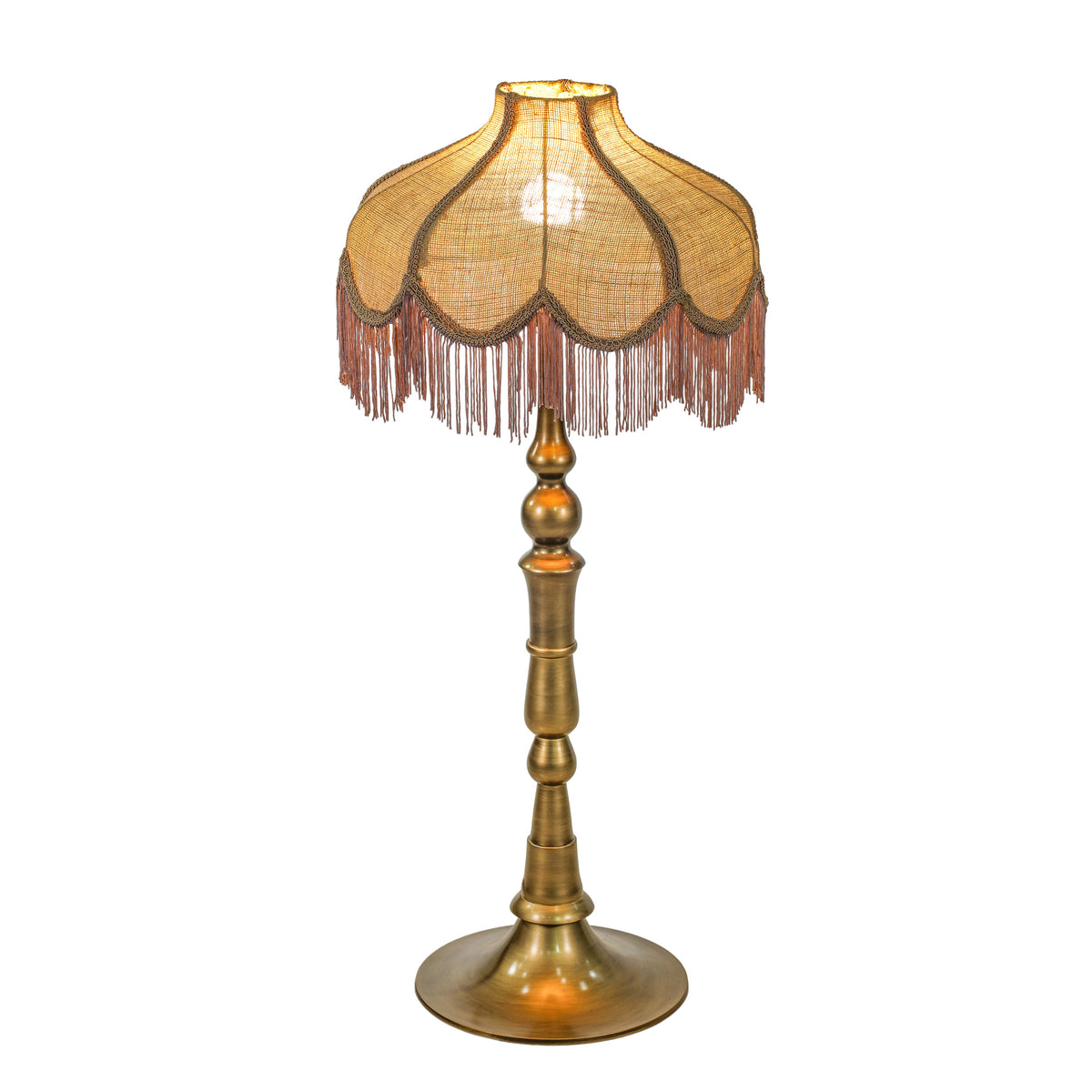 Buchanan Jute Fringed Scalloped Table Lamp - View 3