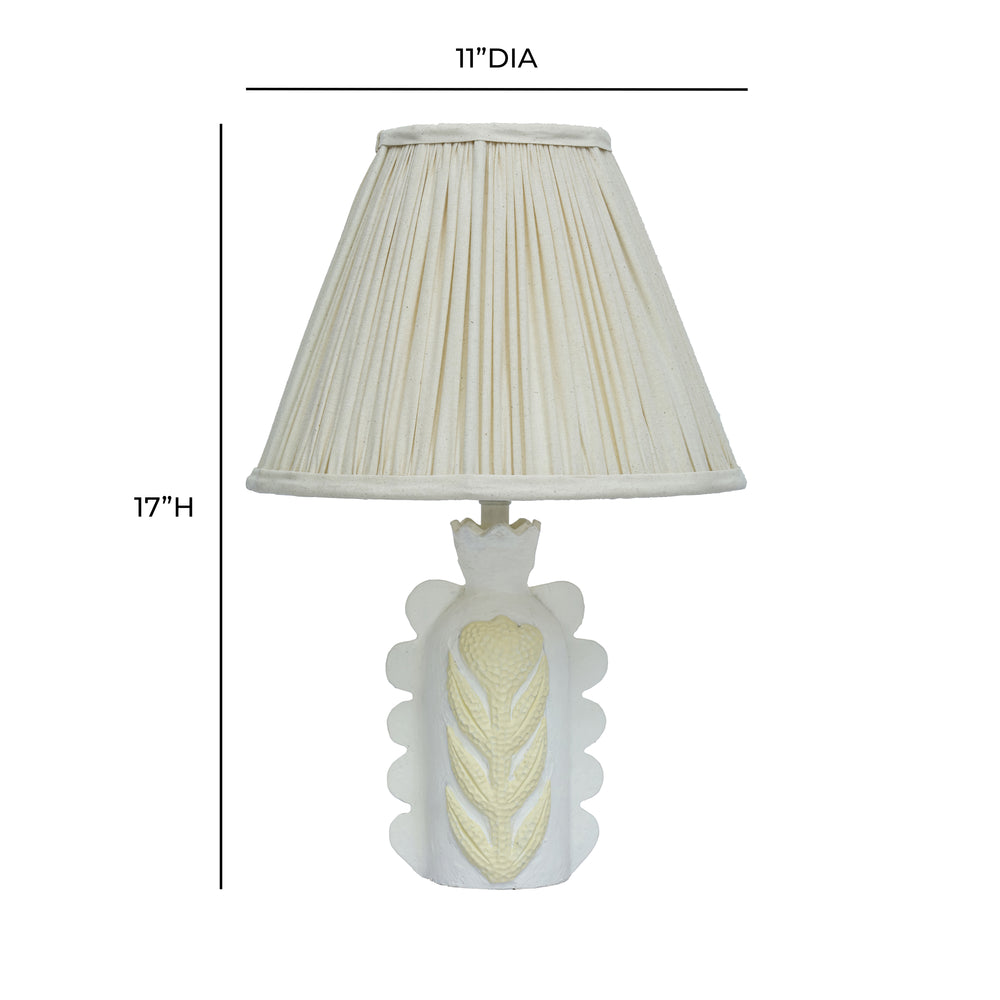 Edith Scalloped Papier Mache Flower Pleated Table Lamp dimensions