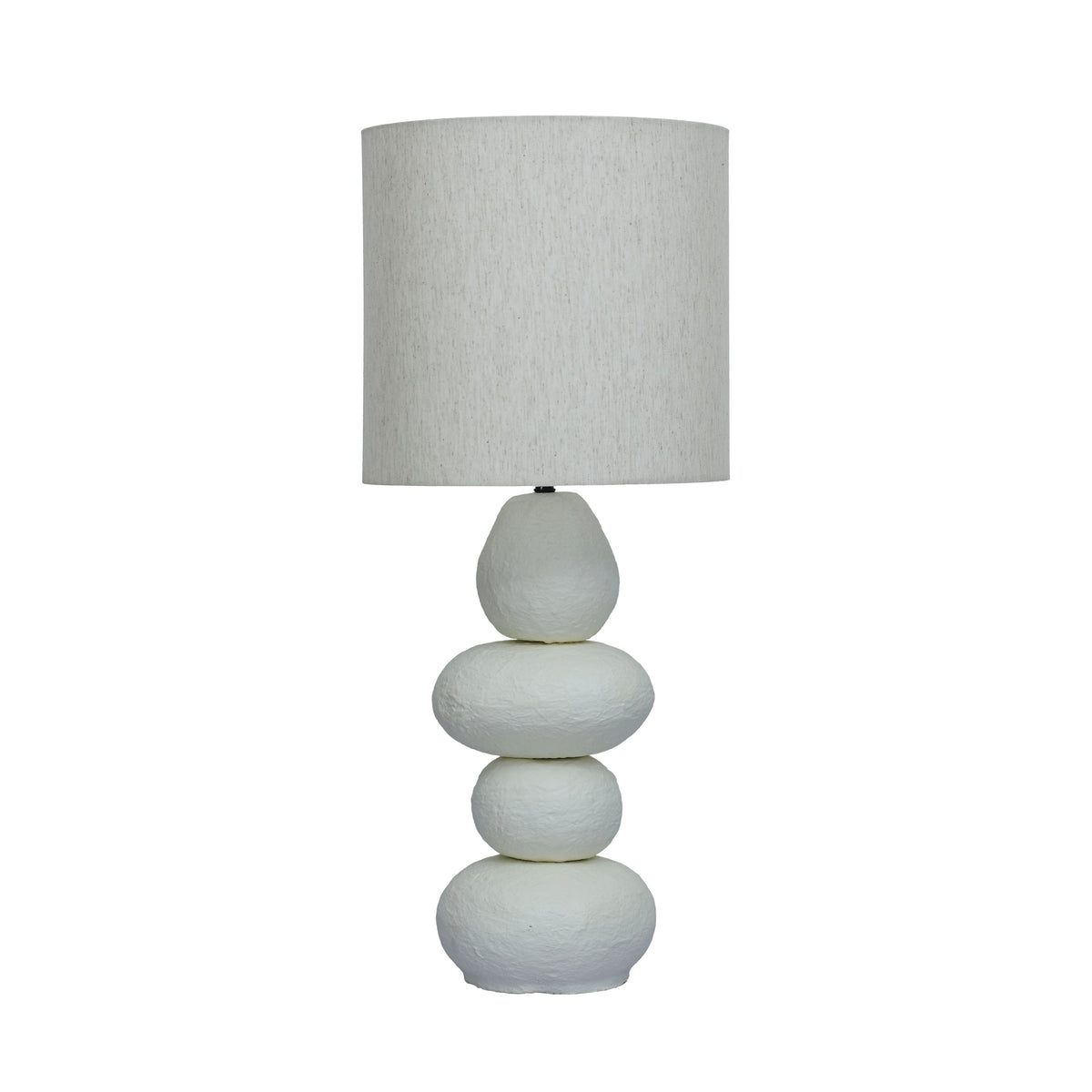 Pebble Cream Papier Mache Table Lamp - View 1