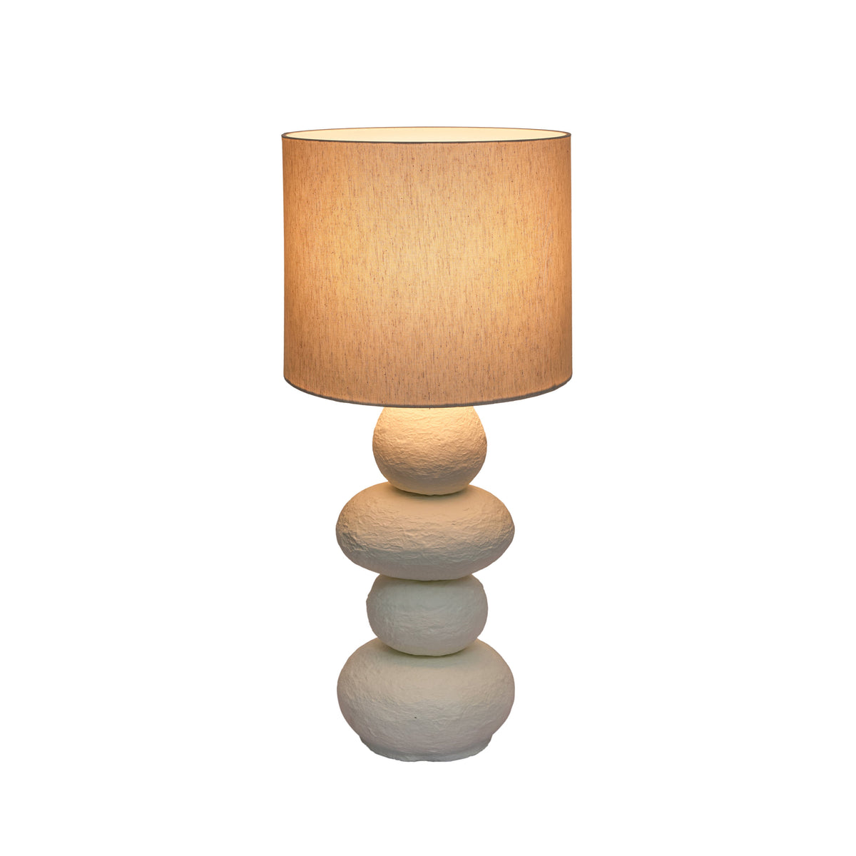 Pebble Cream Papier Mache Table Lamp - View 4