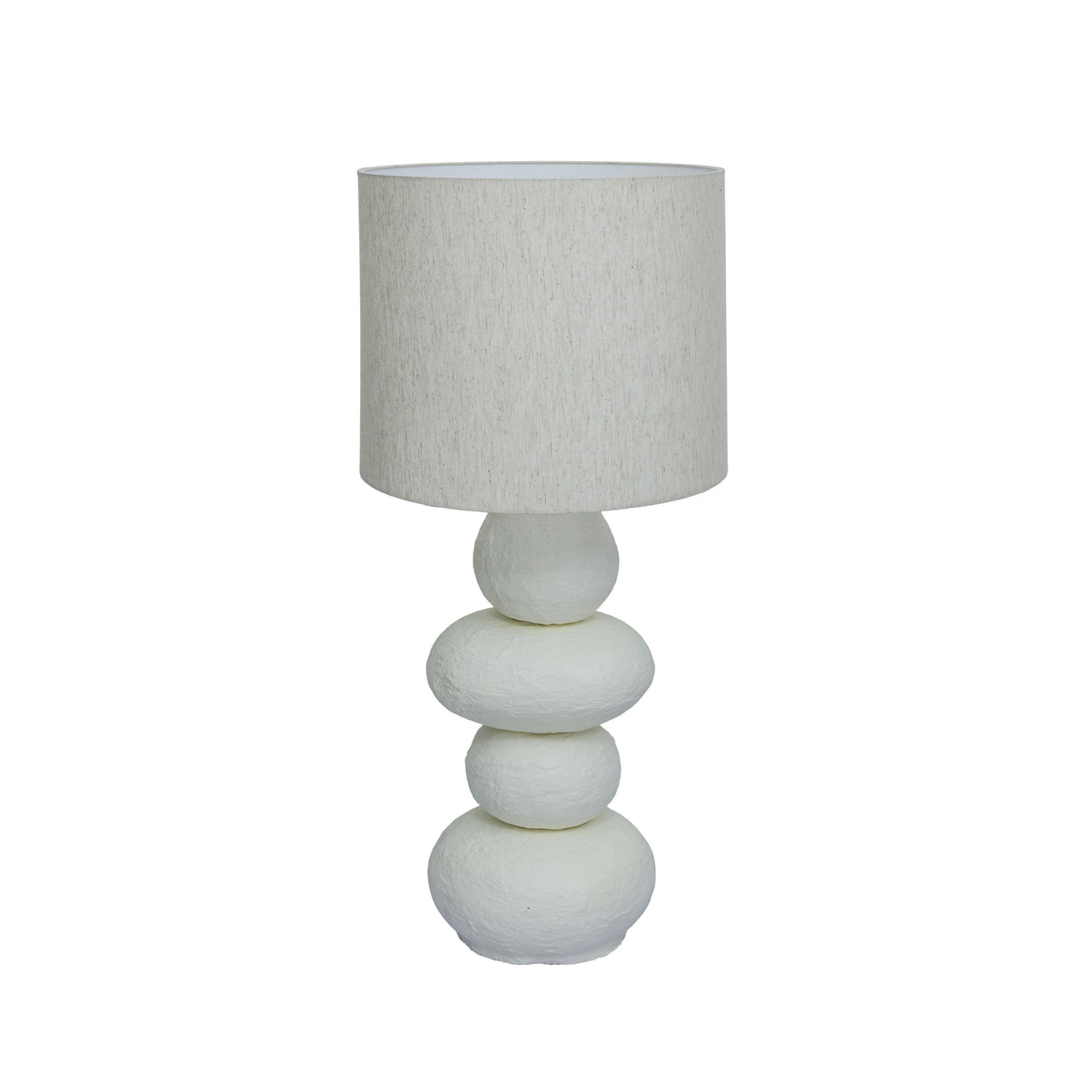 Pebble Cream Papier Mache Table Lamp - View 2