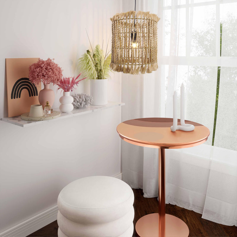 Kahuzi Pendant Lamp in Natural Abaca - Boho Handcrafted Ceiling Light with Adjustable Cord