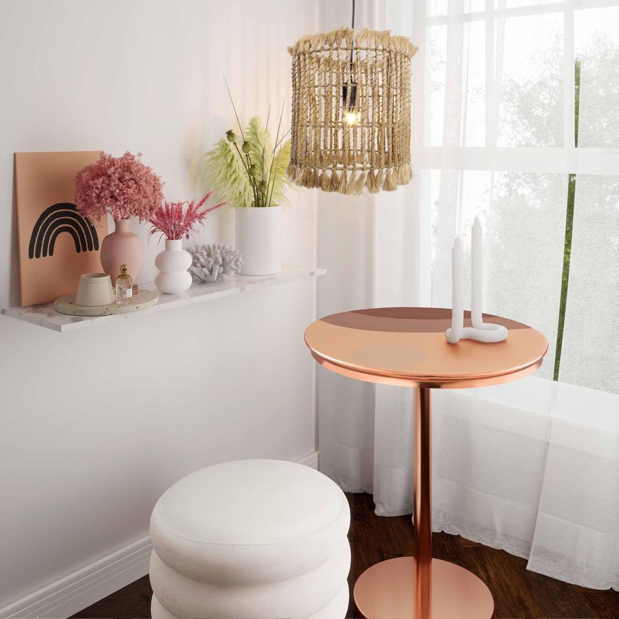 Kahuzi Pendant Lamp in Natural Abaca - Boho Handcrafted Ceiling Light with Adjustable Cord