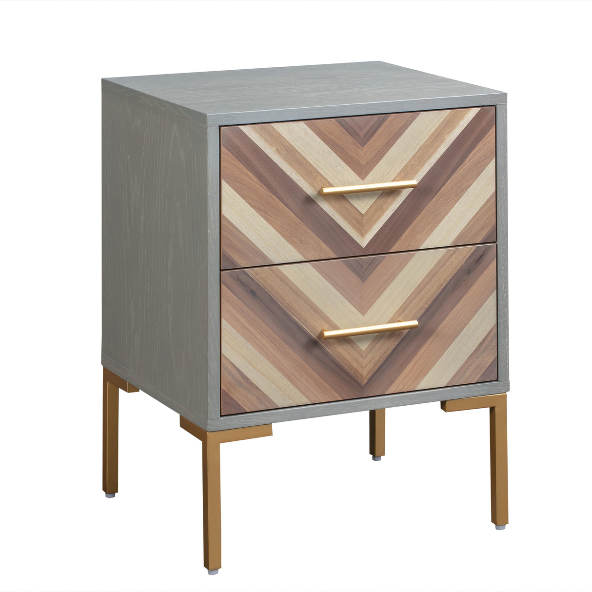 Quinn 19" Grey 2-Drawer Side Table