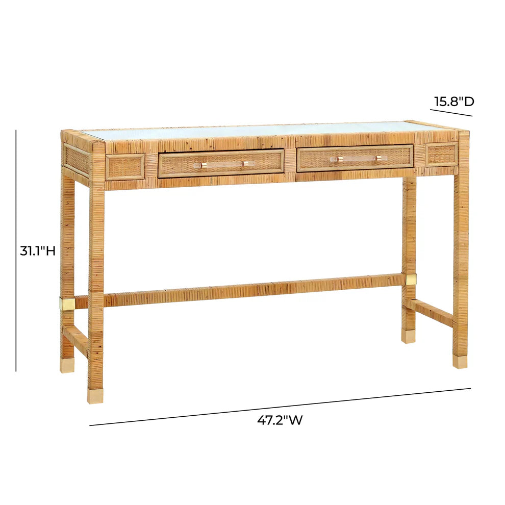 Amara Natural Rattan Desk dimensions
