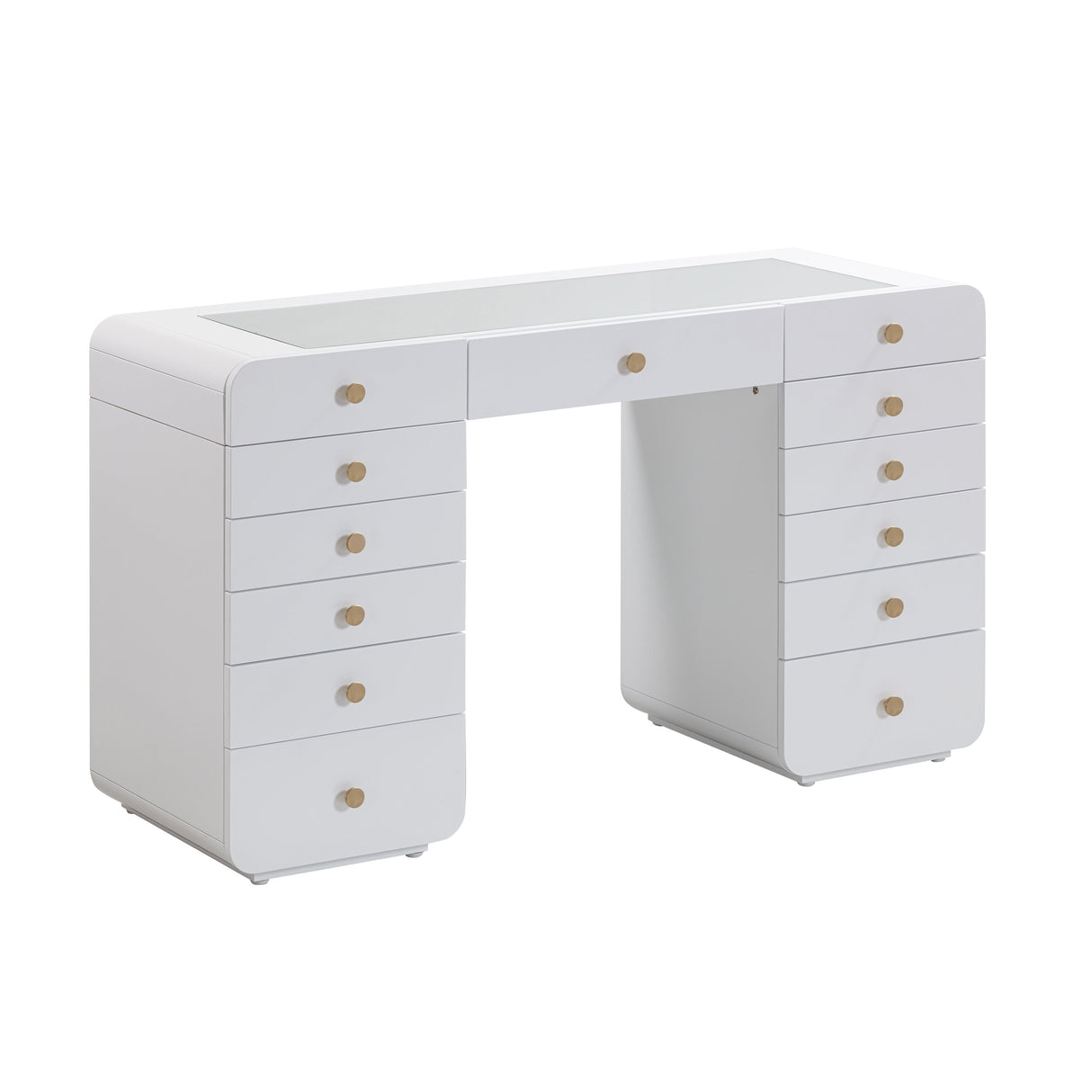 Hollywood 56" White Desk with Vanity Mirror