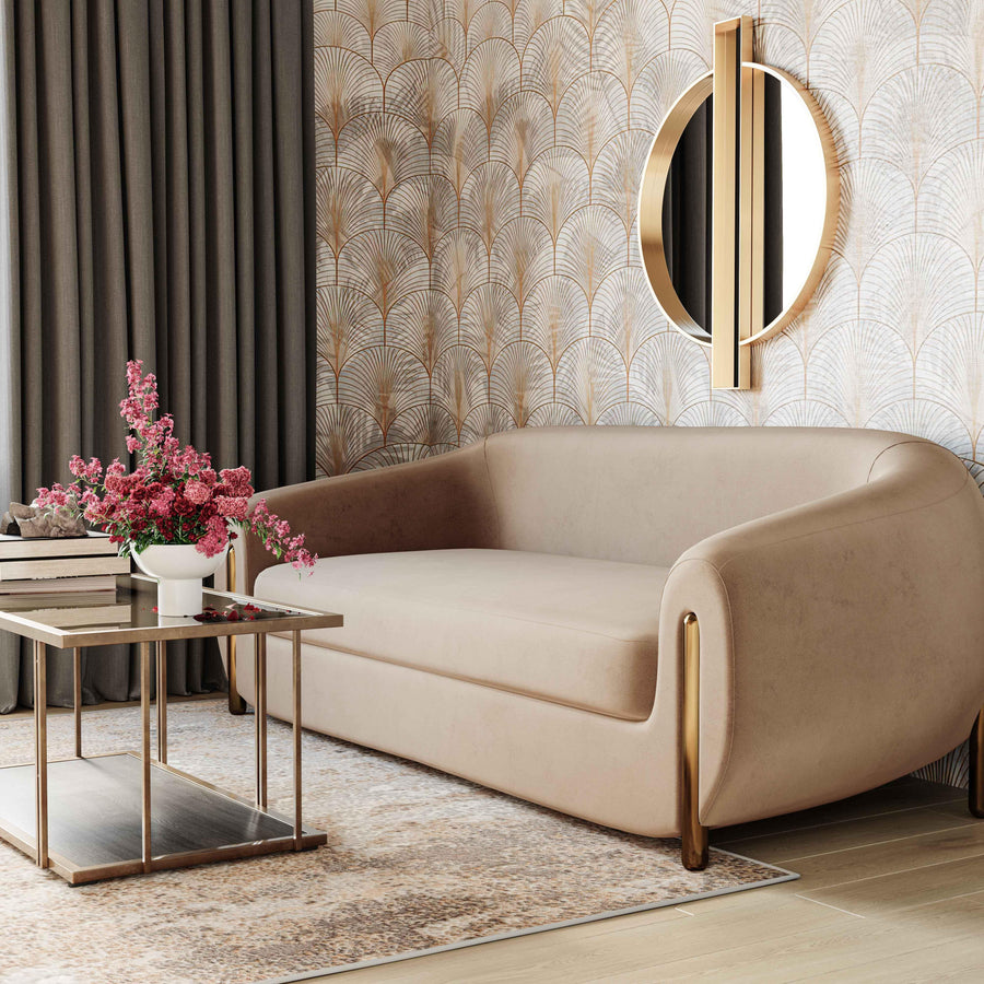 Lina 93" Velvet Sofa with Gold Stainless Steel Legs - Contemporary Glam Living Room Sofa