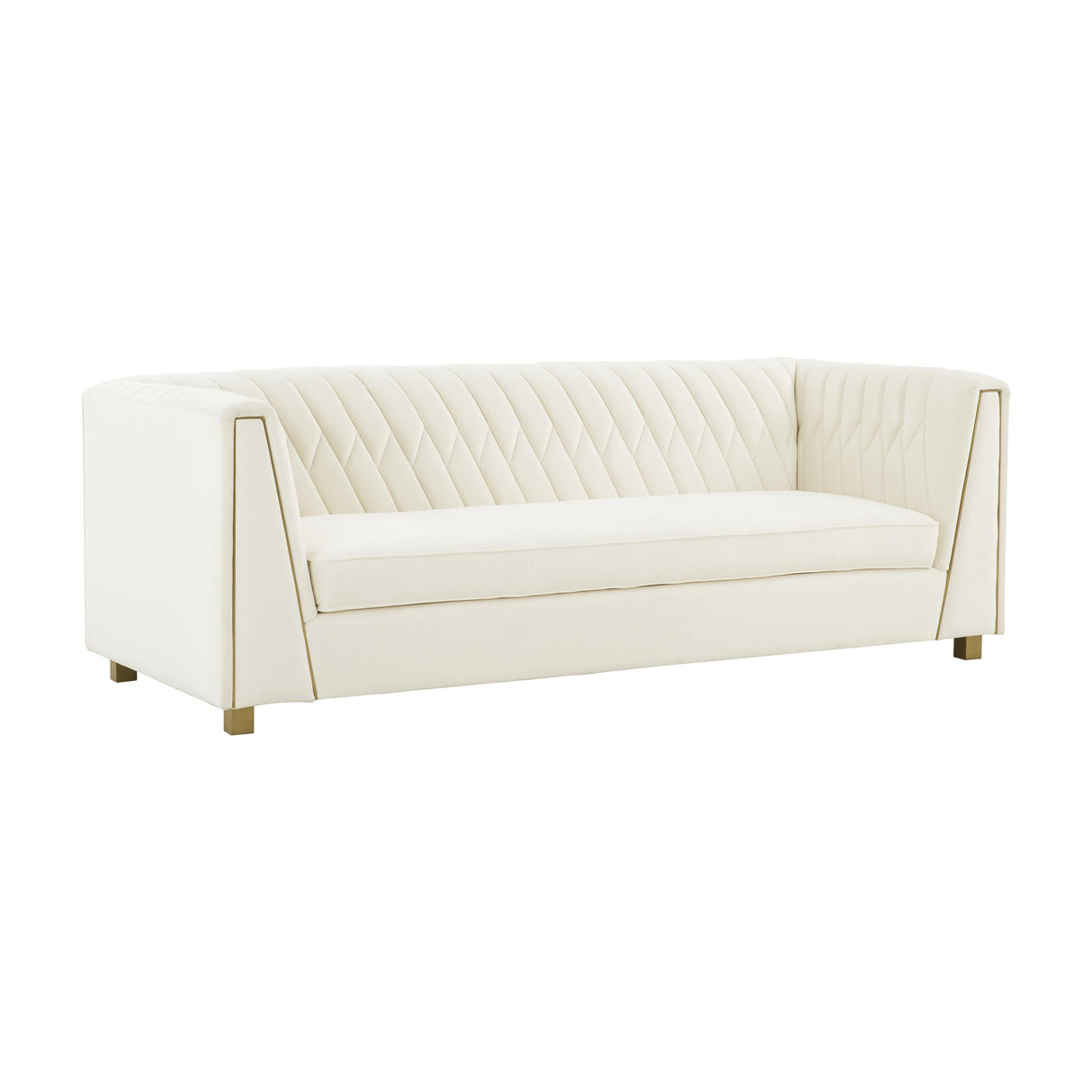 Wafa 87" Cream Velvet Sofa