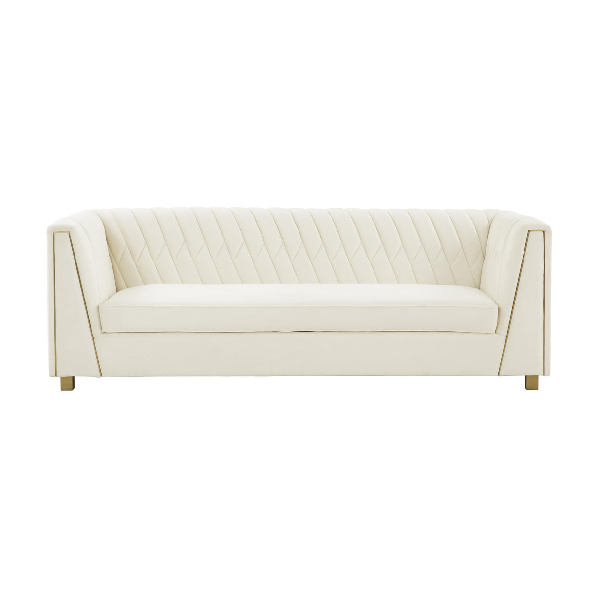 Wafa 87" Cream Velvet Sofa
